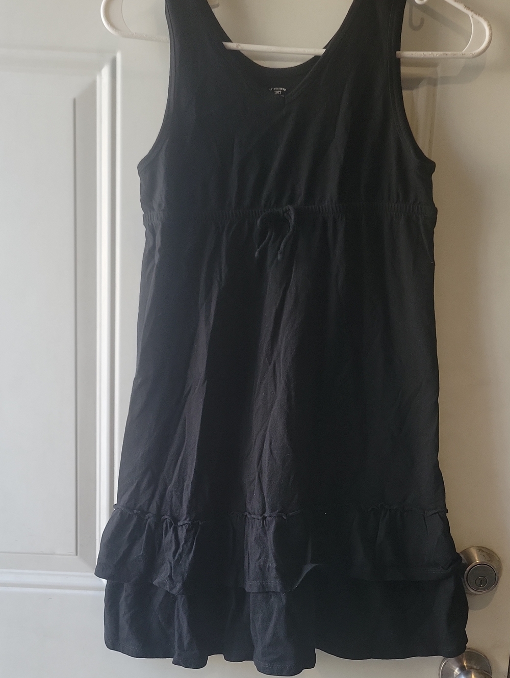 Faded Glory Black Sleeveless Drawstring Ruffle-Hem Dress Sz 14/16 Kids